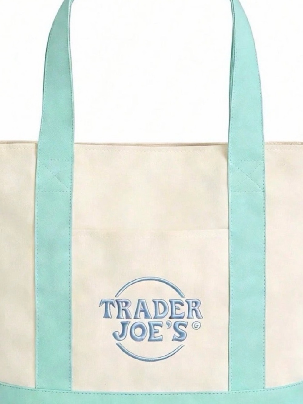 NWT Trader Joe’s  Mint Canvas Tote Bag